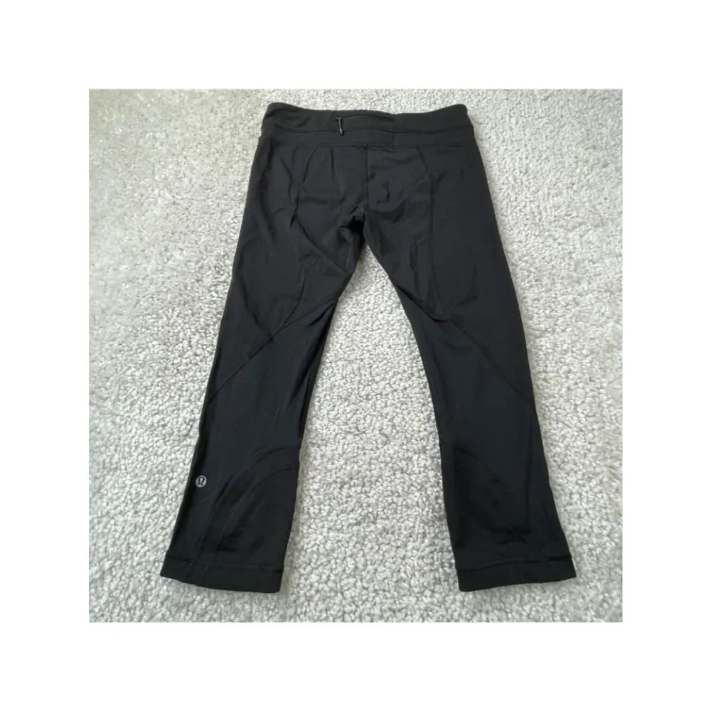 Lululemon Run Inspire Crop Legging Black Womens 8 FLAW